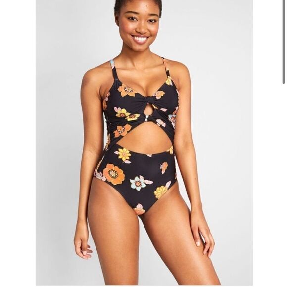 ModCloth sophia one piece black retro swimsuit - Picture 1 of 13